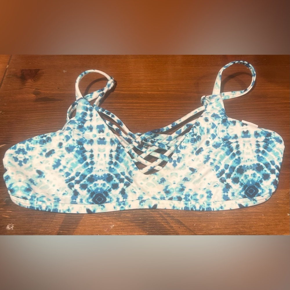 Hollister Blue and White Swim Top